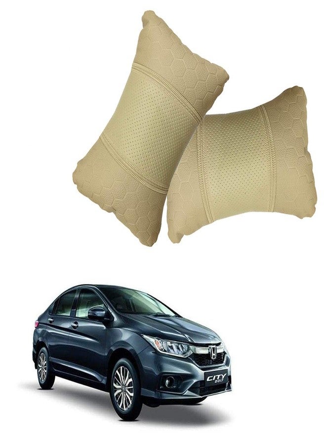 AdroitZ Beige Neck Rest Soft Cushion in Leatherette Material Football Design for Car_1259 - Image 1